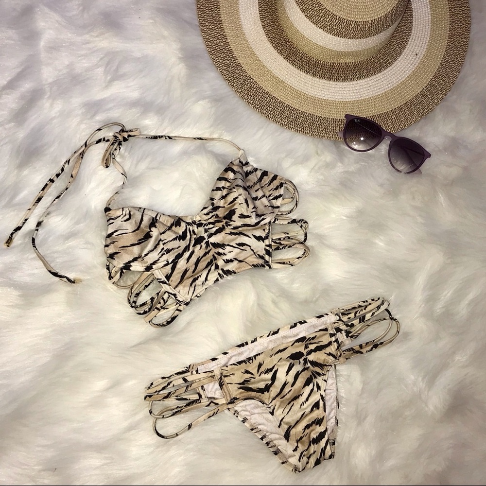 Tan Strappy Corset Victoria’s Secret Bikini Set